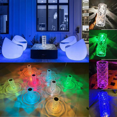 16 colors Crystal Diamond Table Lamp, USB Charging Touch Control Decorative (Rechargeable)