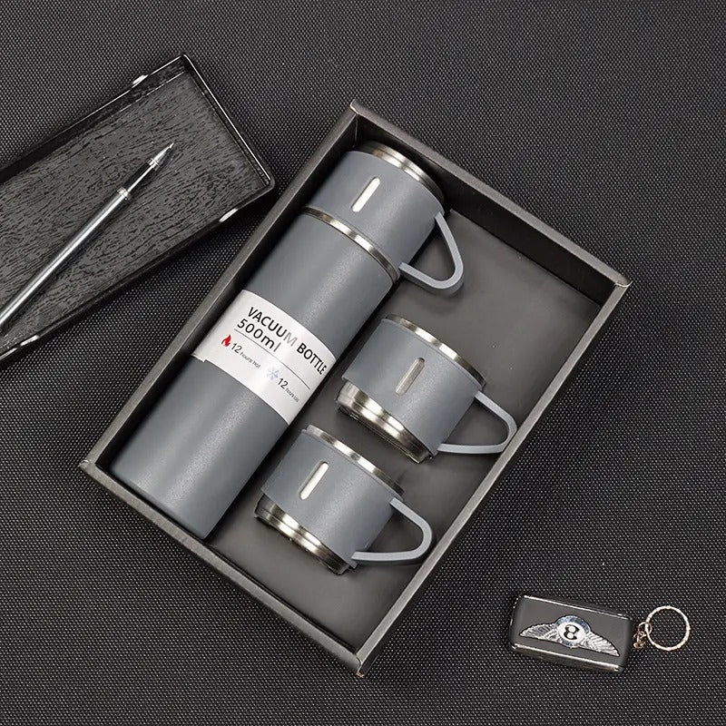 Vaccum Flask Set Bottle Stainless (Hot & Cold) With 3 Cups